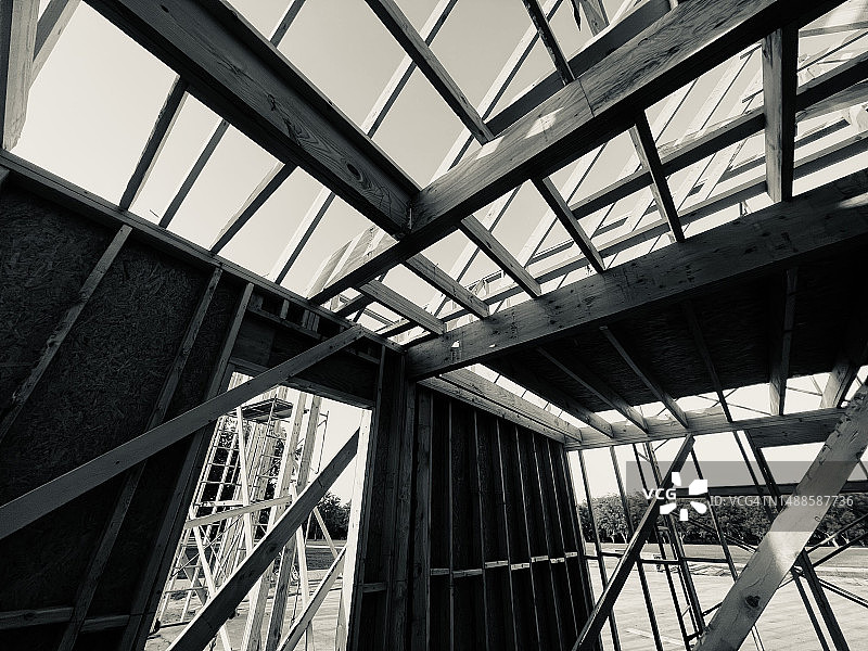 得克萨斯州新建住宅，木结构框架图片素材