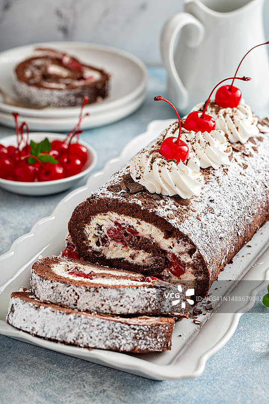 桌子上蛋糕的特写图片素材