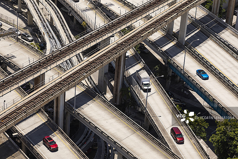 城市中心高架道路交通景象（高角度）图片素材