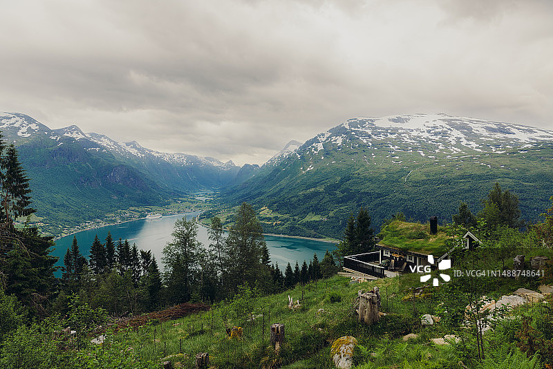 挪威峡湾山谷高角度风景视频图片素材