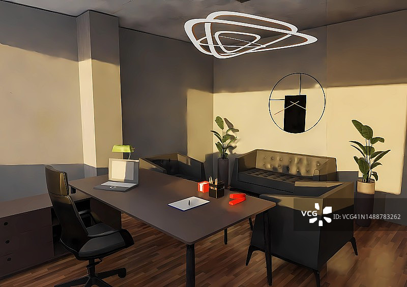 3D数字生成图像 - 现代简约办公室2图片素材