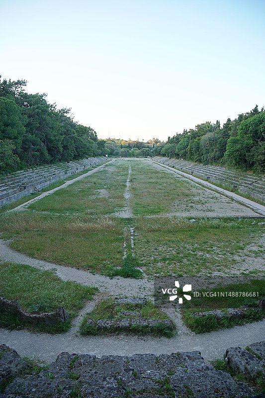 体育场、周围树木、考古遗址、罗德岛、希腊图片素材