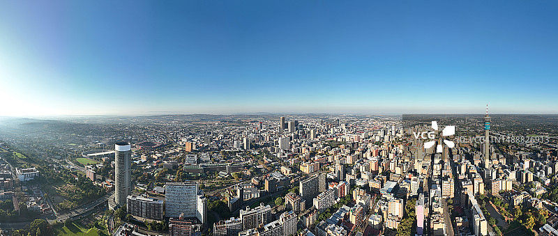 南非约翰内斯堡市中心壮丽景色空中全景图片素材