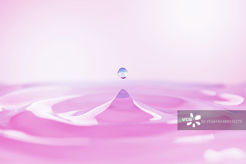 粉色紫色水滴液体3D美妆背景，和谐清新留白，健康生活图片素材