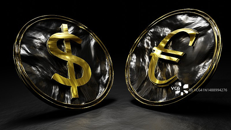 普通硬币：美元和欧元图片素材