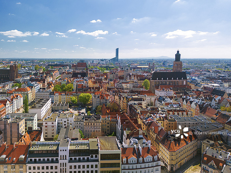 波兰下西里西亚弗罗茨瓦夫老城区的鸟瞰图图片素材