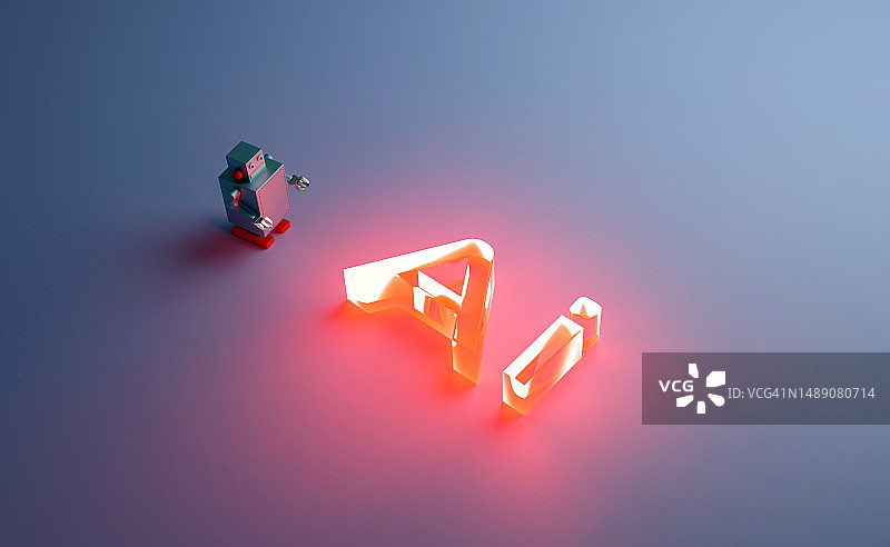 具有复制空间的AI聊天机器人概念，3D渲染图片素材