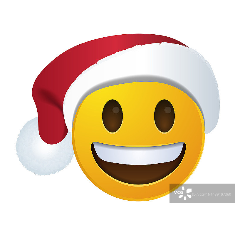 张嘴微笑的圣诞黄色表情符号图片素材