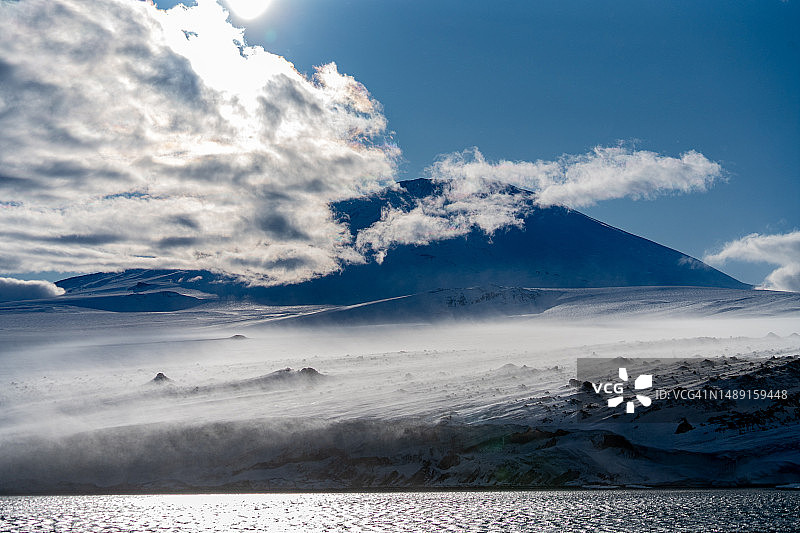 从麦克默多海峡看埃里伯斯山图片素材