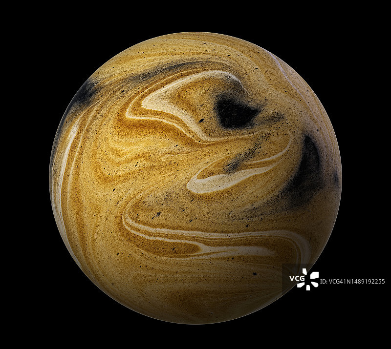 黑色背景上具有类似木星大气层的星球图片素材