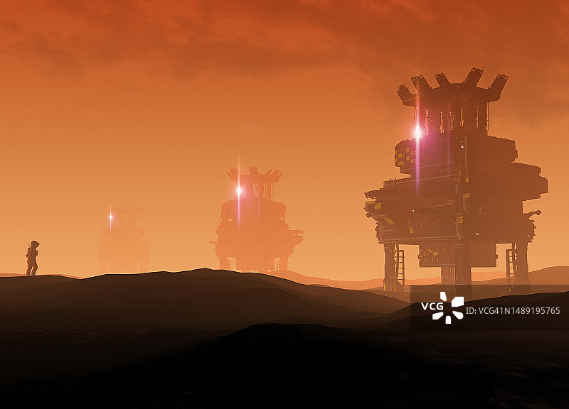 火星上的地形改造装置，插图图片素材