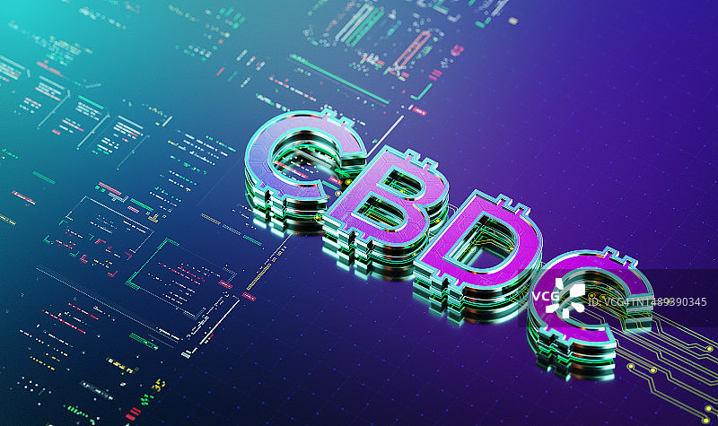 新型数字货币CBDC概念：改变行业和客户服务，3D渲染图片素材
