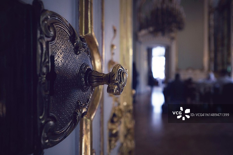 金色把手的特写视角图片素材