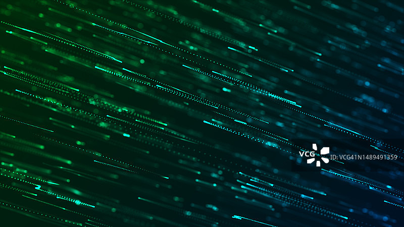 抽象数字流粒子。网络连接后台。大数据可视化。技术背景。3 d渲染。图片素材