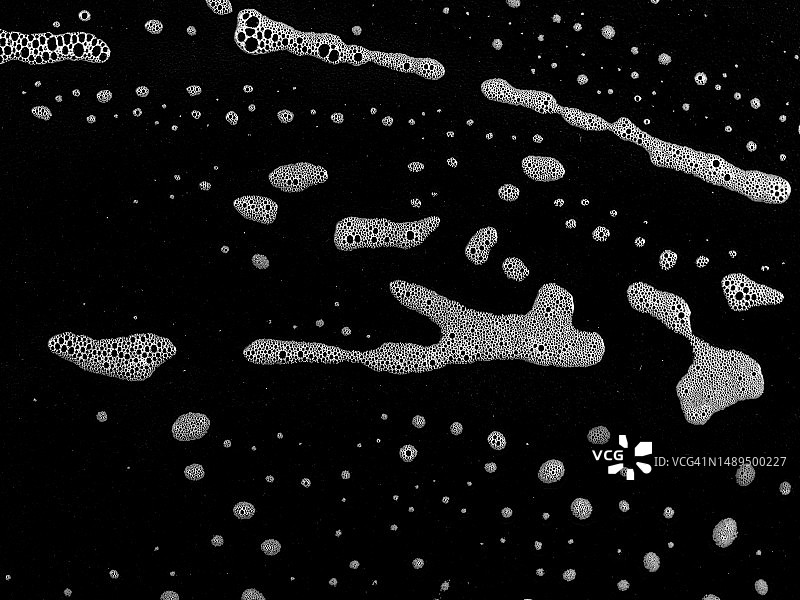 黑色背景上的浴室肥皂泡图片素材