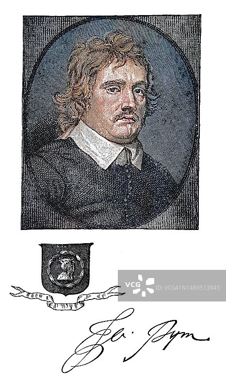 英国政治家约翰·皮姆的肖像，他帮助奠定了议会民主的基础图片素材