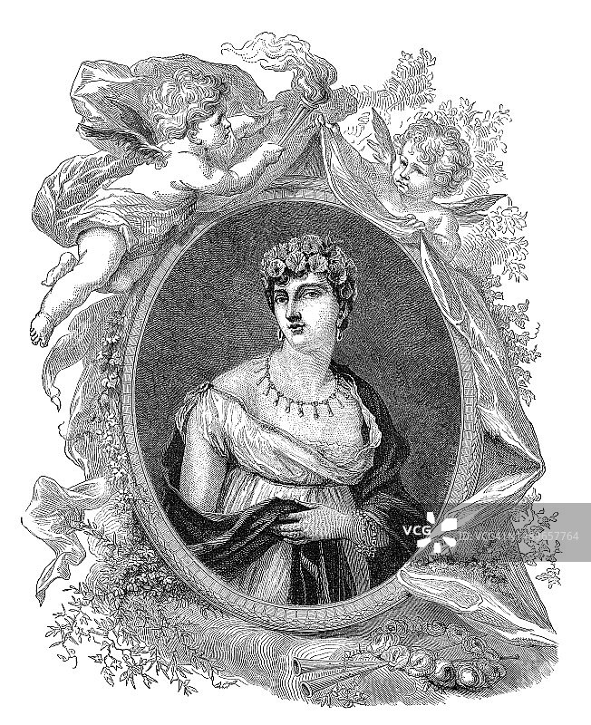 泰蕾莎·卡巴吕斯肖像，塔利安夫人或希迈公主（1773-1835），生于西班牙的法国贵族，革命时期的沙龙主持人和社交人物图片素材