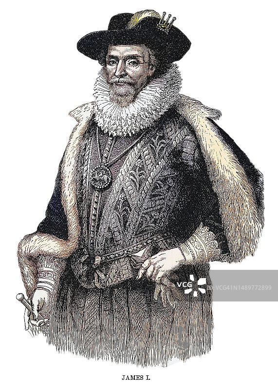 英国国王詹姆斯一世或詹姆斯六世肖像图片素材