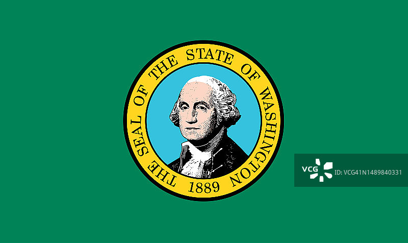 华盛顿州简约旗帜。美国州旗图片素材