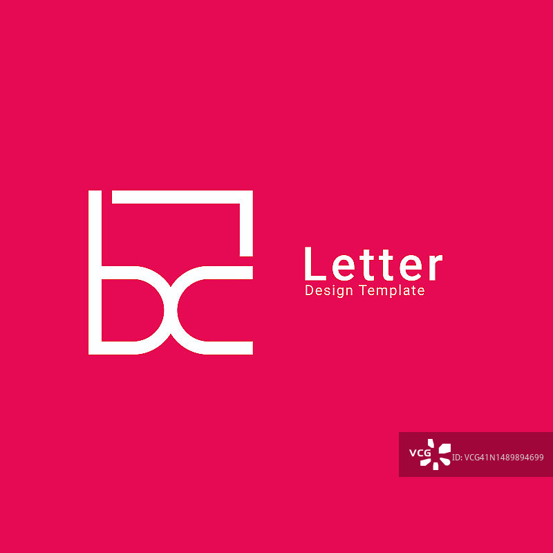 红色背景白色BC字母首字母Logo设计，字母图标，B、C抽象字母logo，带名片矢量模板图片素材