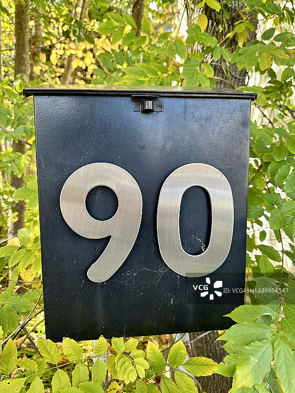 信箱上的90号数字图片素材