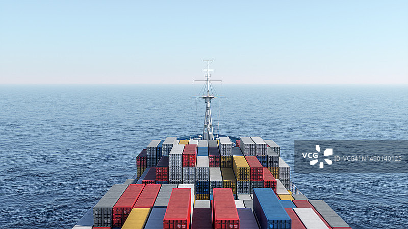 航行在海上的大型集装箱船图片素材