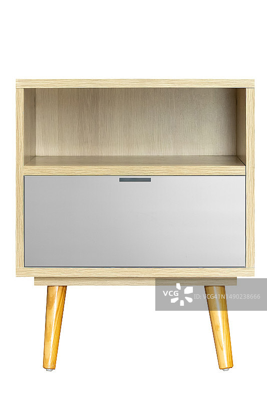 床头柜，客厅的木制桌角，带裁剪路径图片素材