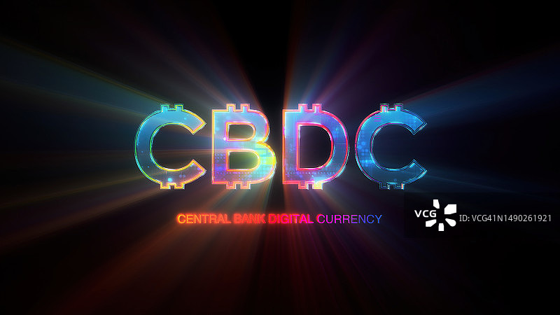 新型数字货币CBDC概念的力量：改变行业和客户服务，全球商业的游戏规则改变者，黑色背景上充满活力的CBDC图标，设计元素图片素材