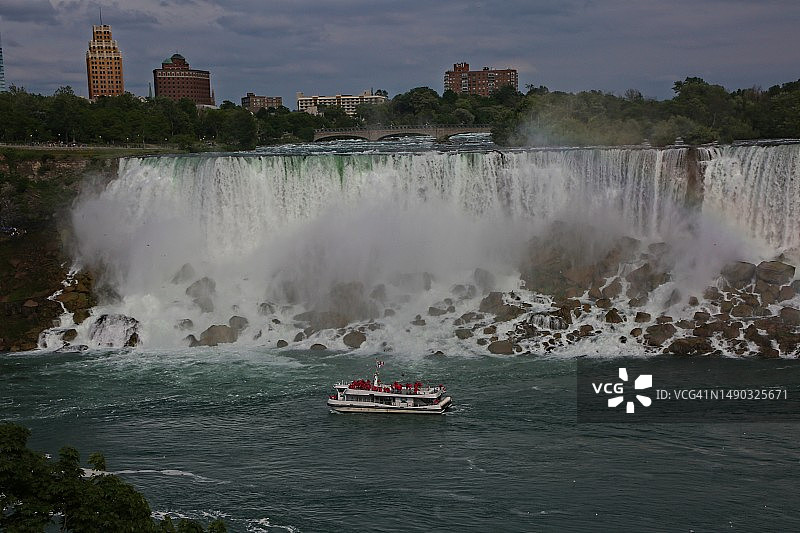 尼亚加拉瀑布美国瀑布游船图片素材
