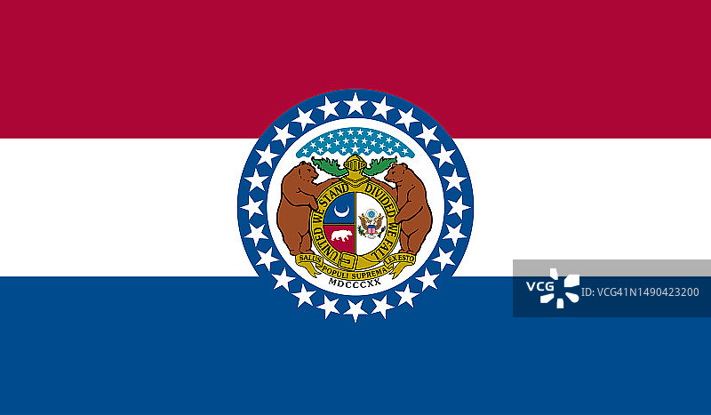 密苏里州简约旗帜。美国州旗图片素材