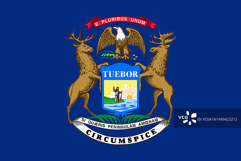 密歇根州简易旗帜，美国州旗图片素材