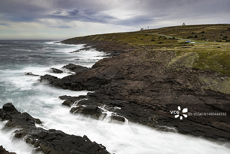 纽芬兰和拉布拉多省斯皮尔角灯塔国家历史遗址的黑头路径图片素材