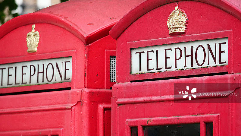 英国伦敦红色电话亭特写图片素材