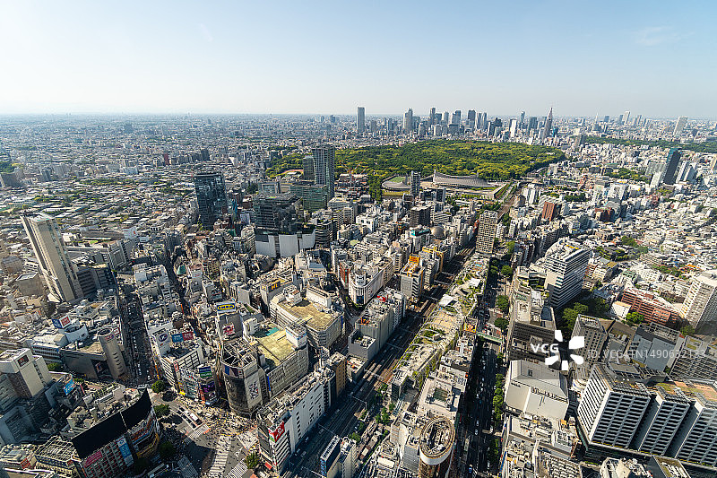 东京鸟瞰：涩谷和新宿区图片素材