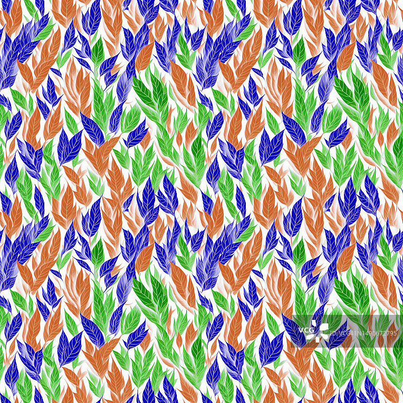 树叶无缝四重连续图案2*2图片素材