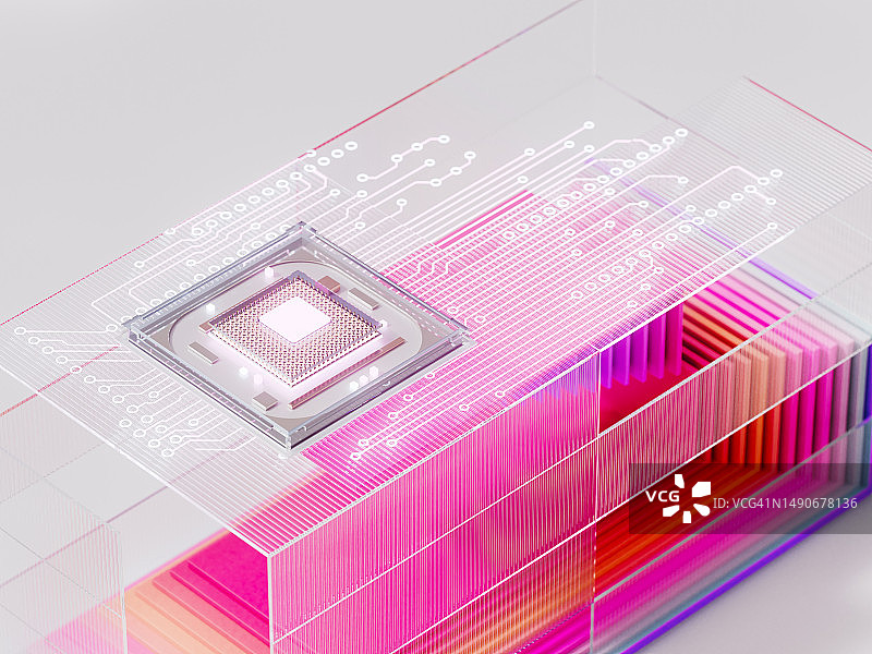 抽象数据立方体连接和未来微芯片图片素材
