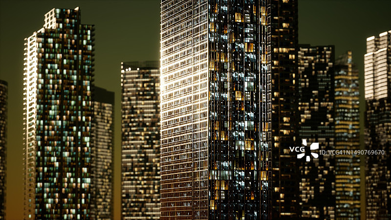 夜晚罗马尼亚商业区的摩天大楼图片素材