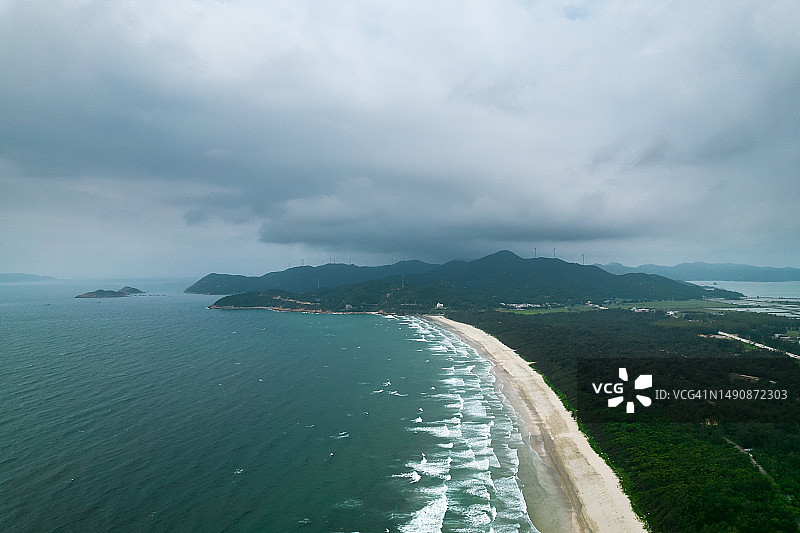 海岸线航拍视角图片素材