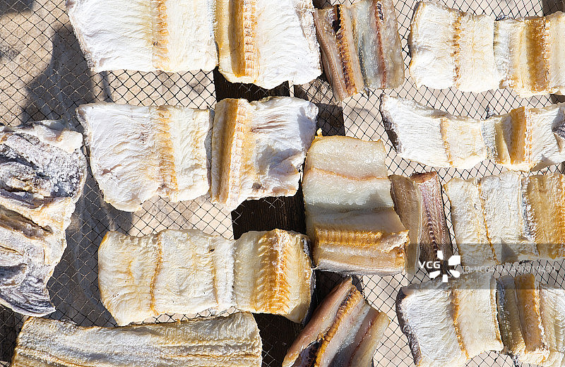 在葡萄牙纳扎雷用于干燥的鱼图片素材