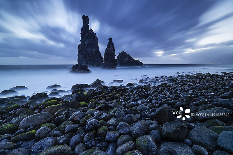 葡萄牙马德拉岛日落长曝光图片素材