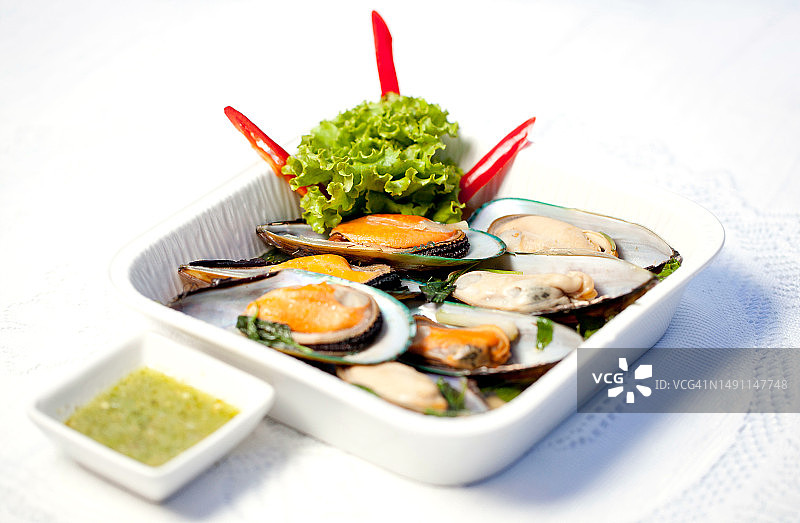 清蒸贻贝海鲜图片素材