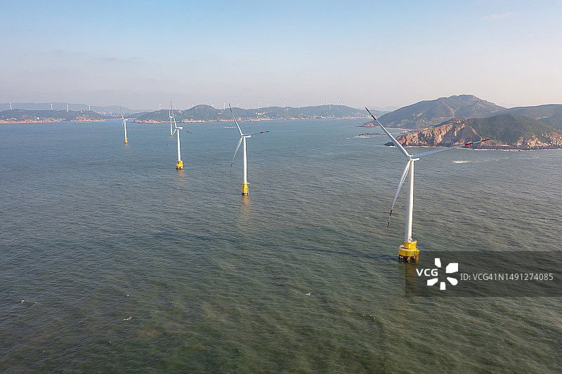 大型海上风电场航拍图片素材