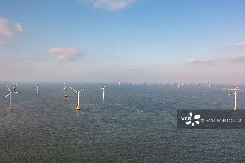 大型海上风电场航拍图片素材