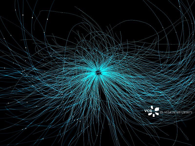 蓝色发散技术曲线粒子背景图片素材
