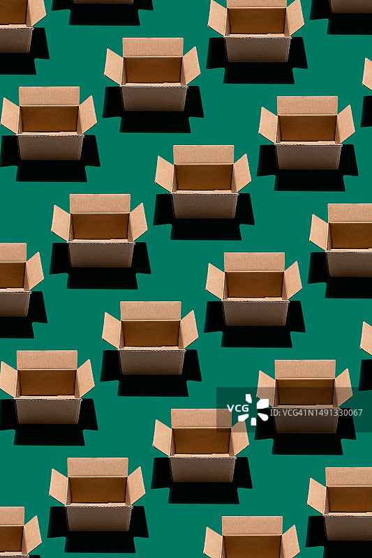 打开的纸板箱重复图案图片素材
