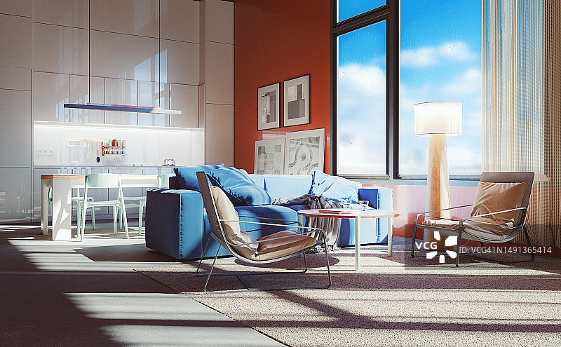 海滩上的现代住宅内饰图片素材