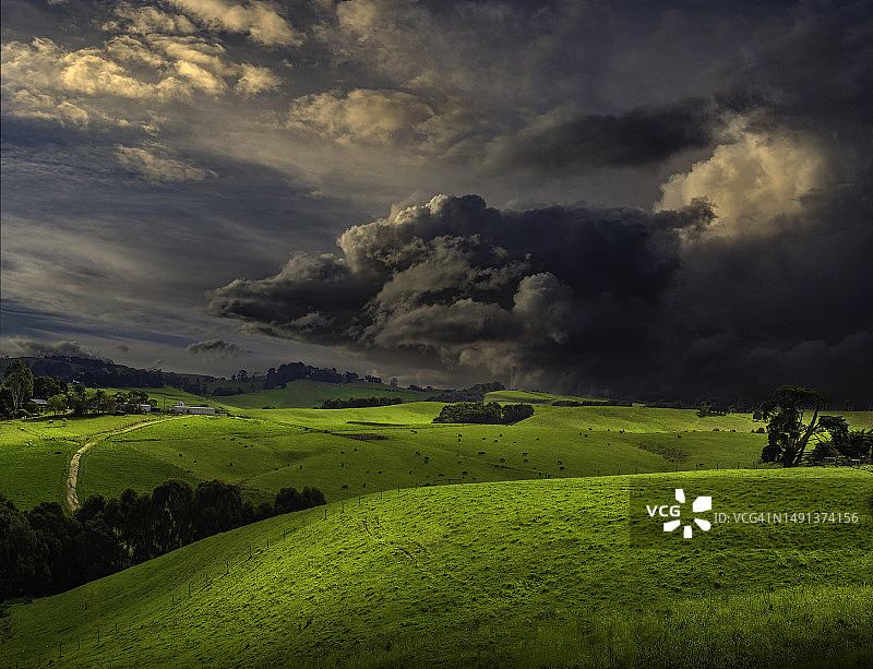 澳大利亚维多利亚州南吉普斯兰Bunurong Bass海岸线附近的乡村景色图片素材