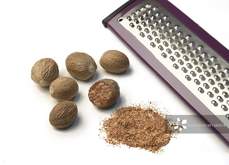 肉豆蔻和磨碎器图片素材