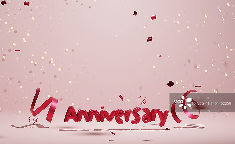 粉色背景周年庆典3D渲染图片素材