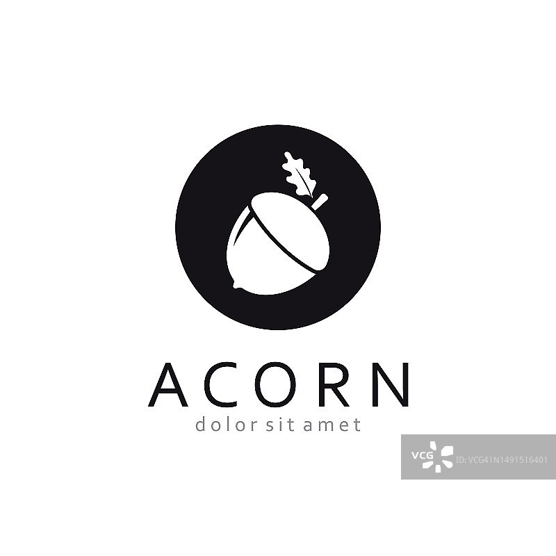 带叶子的橡子模板图片素材